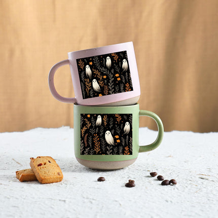 Halloween Pottery Mug Cute Ghost Floral Spooky Season Cup