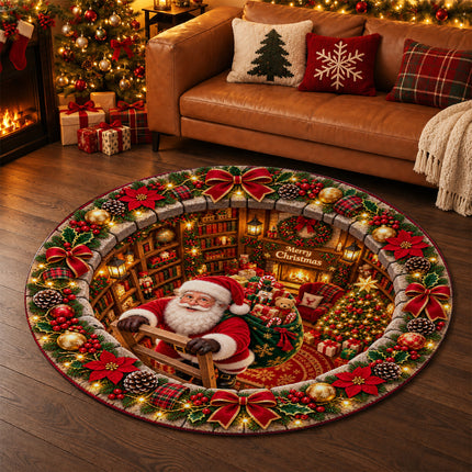 Christmas Round Rug Gnome Gift Holiday Doormat