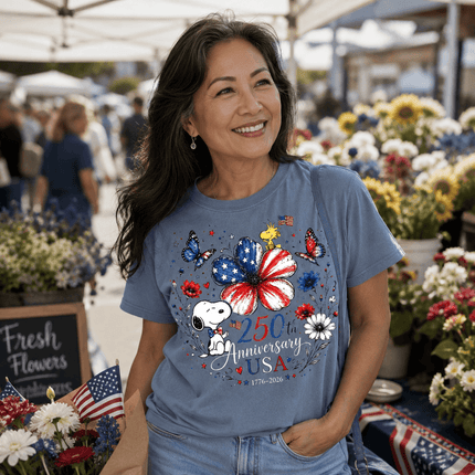 4_948e00af-c4d4-4d6d-8d28-a5069c006021 - AuraNations - Comfort Colors 250th Anniversary USA Flag Flower Butterflies Dog T-Shirt - Seafoam / S - 250TH ANNIVERSARY, ALL, COMFORT COLORS, NO CUSTOM, PRODUCTS, SNPY, TSHIRT