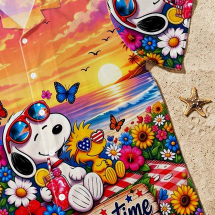 Beach Summer Sunset Tropical Floral Vacation Hawaiian Shirt