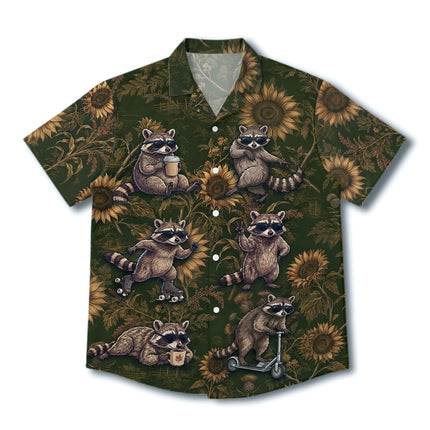 Funny Raccoon Sunflower Summer Vacation Hawaiian Shirt