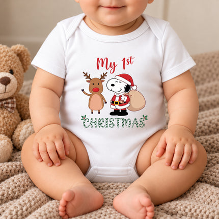 My First Christmas Reindeer Holiday Gift Sack Baby Bodysuit