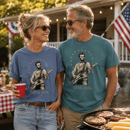 Comfort Colors 1776 2026 250th Anniversary USA Star Arch Lincoln Guitar T-Shirt