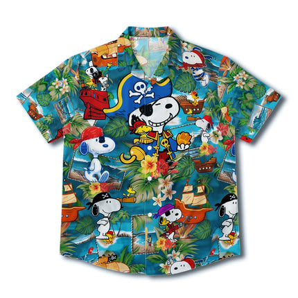 Pirate Tropical Beach Floral Summer Vacation Hawaiian Shirt