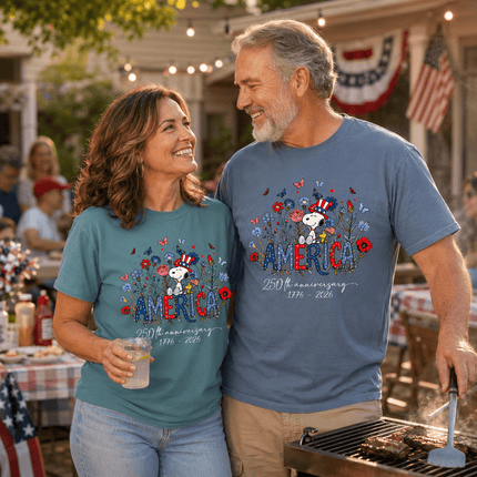 Comfort Colors America 250th Anniversary Floral Uncle Sam Hat Dog T-Shirt