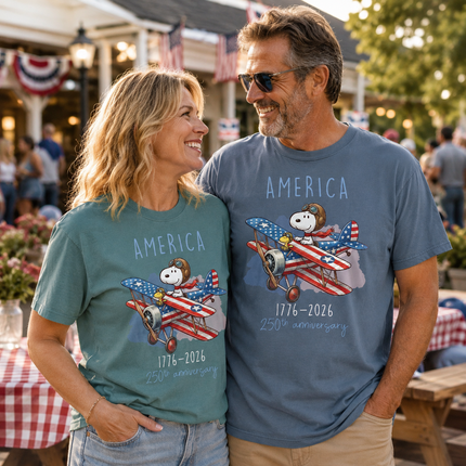 Comfort Colors America 1776-2026 250th Anniversary Patriotic Airplane Dog T-Shirt