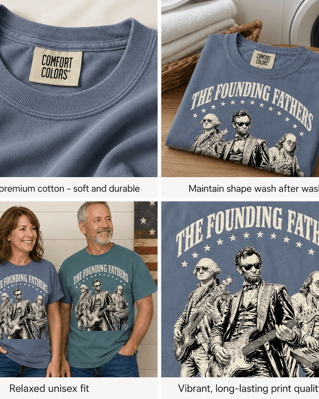 Comfort Colors 250th Anniversary USA The Founding Fathers Rock Band T-Shirt
