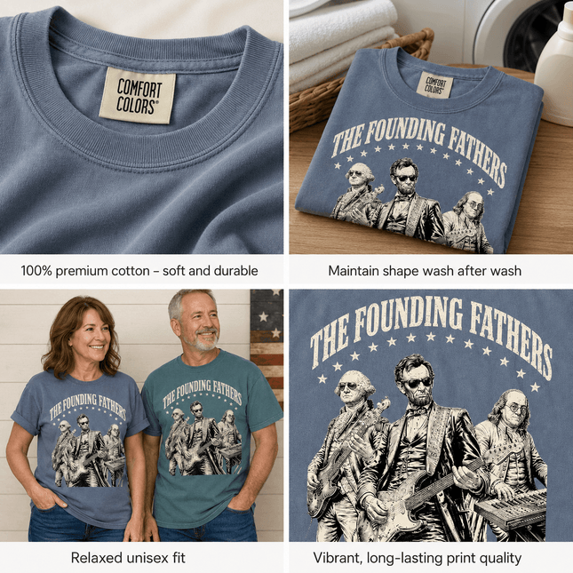 Comfort Colors 250th Anniversary USA The Founding Fathers Rock Band T-Shirt
