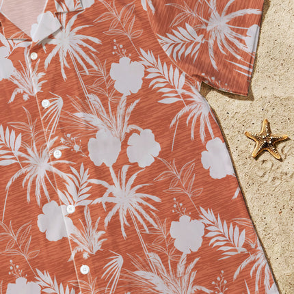 Beach Summer Coral Tropical Palm Floral Hawaiian Shirt