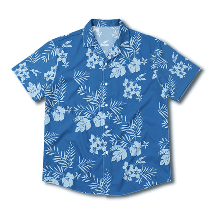 Beach Summer Blue Tropical Floral Hawaiian Shirt