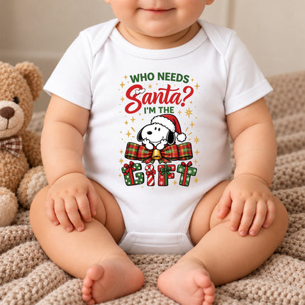 I'm the Gift Funny Christmas Plaid Bow Baby Bodysuit