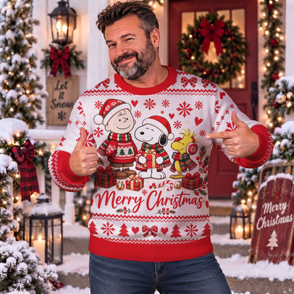 Funny Christmas Cartoon Ugly Sweatshirt Merry Christmas Friends