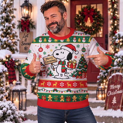 Funny Christmas Dog Ugly Sweatshirt Santa Hat Gift Print