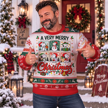 Funny Christmas Dog Ugly Sweatshirt Very Merry Cartoon Holiday