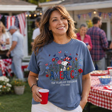 Comfort Colors Floral America 250 Years Of Freedom T-Shirt