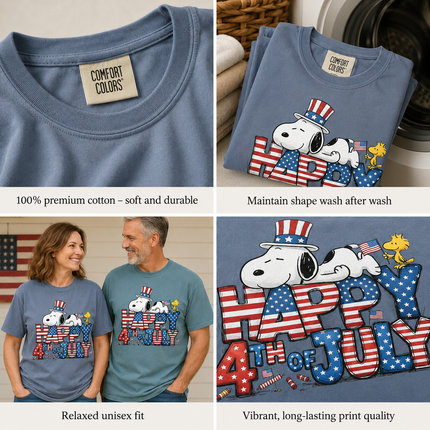 Comfort Colors Happy 4th Of July Sleepy Patriotic Dog T-Shirt