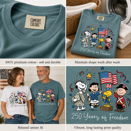 Comfort Colors 250 Years Of Freedom Patriotic Historical Costumes T-Shirt