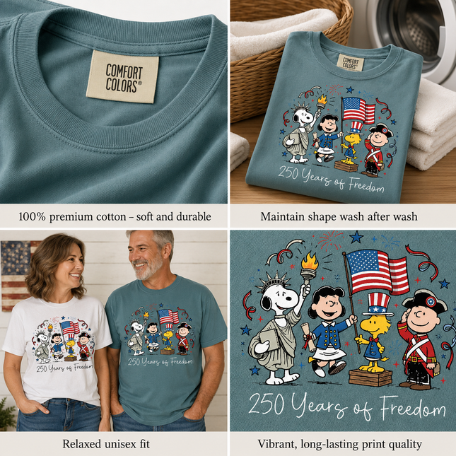 Comfort Colors 250 Years Of Freedom Patriotic Historical Costumes T-Shirt