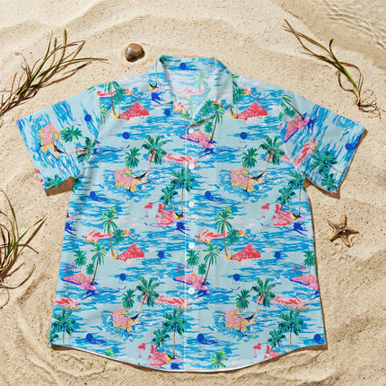 Tropical Island Palm Tree Ocean Beach Summer Hawaiian Shirt