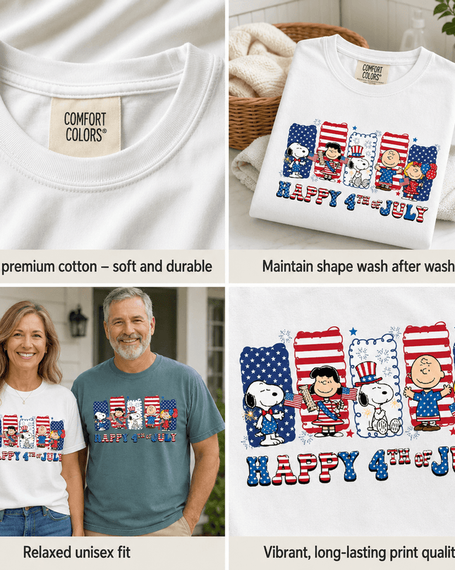 5_1f6edb68-b812-4202-8621-3c94d56966bd - AuraNations - Comfort Colors Happy 4th Of July Red White Blue Stripes Panels T-Shirt - White / S - 250TH ANNIVERSARY, ALL, COMFORT COLORS, NO CUSTOM, PRODUCTS, SNPY, TSHIRT