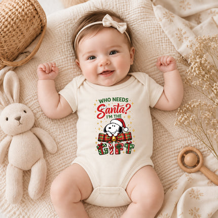 I'm the Gift Funny Christmas Plaid Bow Baby Bodysuit