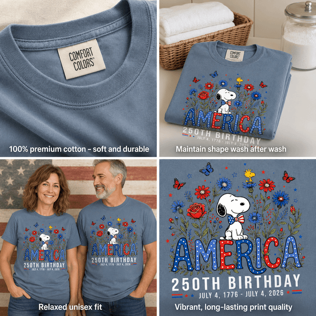 5_2a5e65a3-875a-4473-8937-401c941b621a - AuraNations - Comfort Colors America 250th Birthday Bowtie Floral Dog T-Shirt - Blue Jean / S - 250TH ANNIVERSARY, ALL, COMFORT COLORS, NO CUSTOM, PRODUCTS, SNPY, TSHIRT
