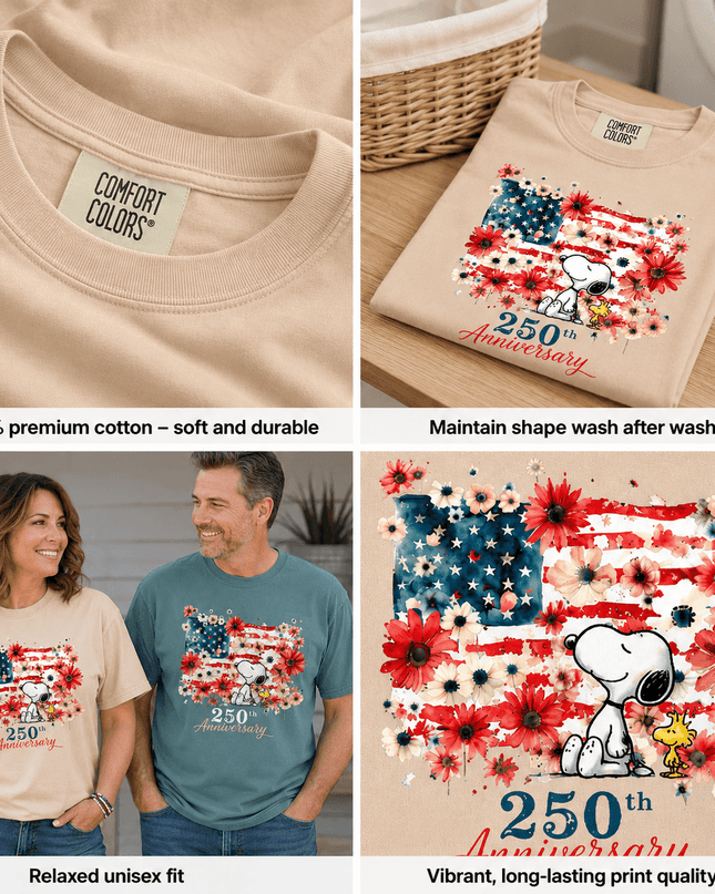 5_2a615ec8-8df1-4f1e-b047-aa29942a1eda - AuraNations - Comfort Colors 250th Anniversary USA Floral Flag Sitting Dog T-Shirt - Ivory / S - 250TH ANNIVERSARY, ALL, COMFORT COLORS, NO CUSTOM, PRODUCTS, SNPY, TSHIRT