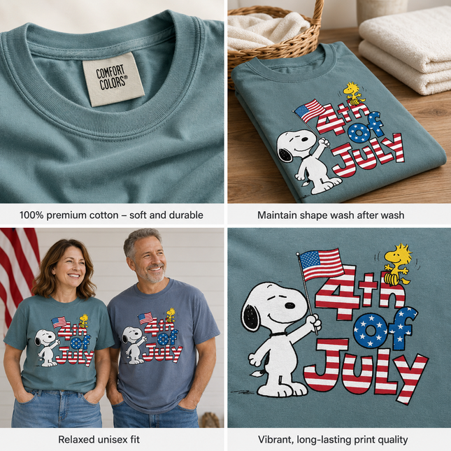 Comfort Colors 4th Of July American Flag Dog T-Shirt