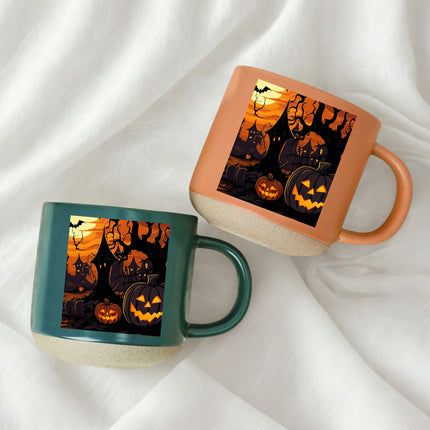 Jack O Lantern Halloween Pottery Mug Haunted House Spooky Decor