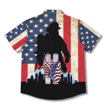 25th Patriot Day We Will Never Forget 9/11 Firefighter Tribute Hawaiian Shirt
