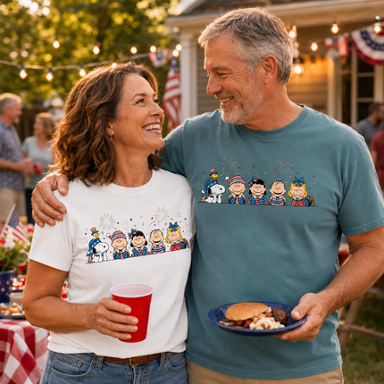 Comfort Colors Fireworks Patriotic Friends Lying Down T-Shirt