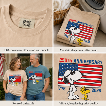 Comfort Colors 250th Anniversary USA Cool Dog Flag T-Shirt