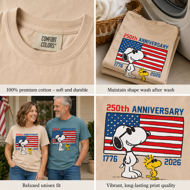 Comfort Colors 250th Anniversary USA Cool Dog Flag T-Shirt