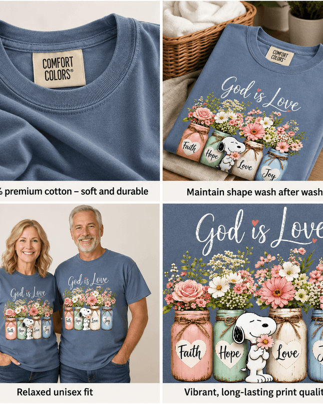 Comfort Colors God Is Love Floral Faith T-Shirt