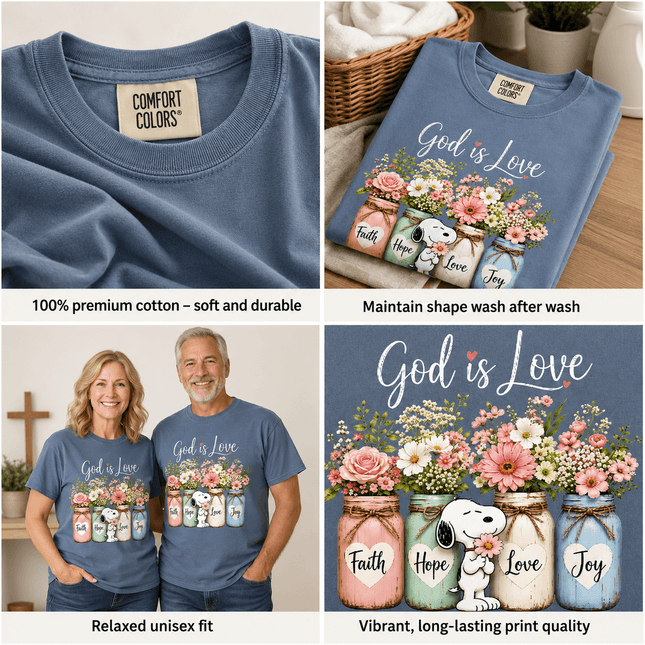 Comfort Colors God Is Love Floral Faith T-Shirt