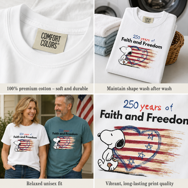 Comfort Colors 250 Years Faith Freedom America 250 T-Shirt