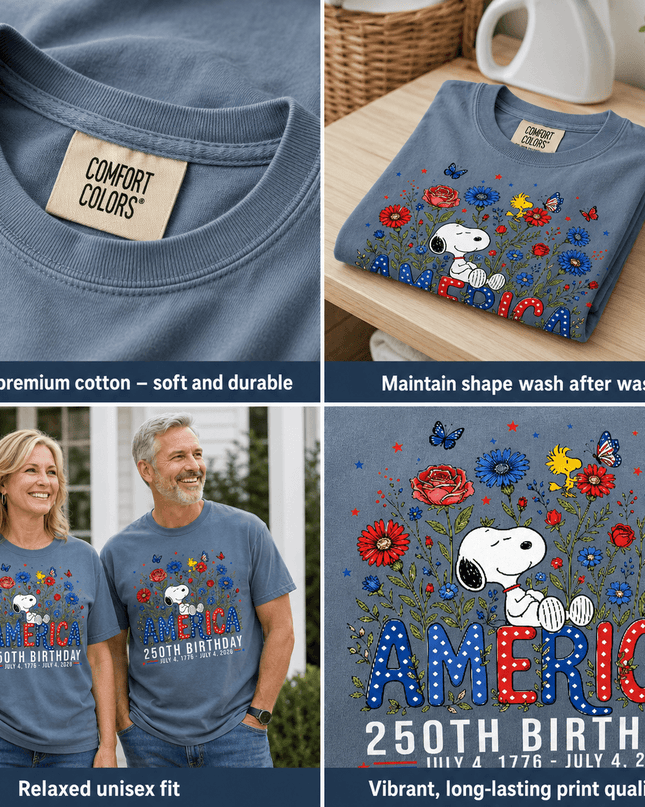 5_3e90d5fd-5688-44ff-90fc-a954278d73e6 - AuraNations - Comfort Colors America 250th Birthday Floral Garden Dog T-Shirt - Blue Jean / S - 250TH ANNIVERSARY, ALL, COMFORT COLORS, NO CUSTOM, PRODUCTS, SNPY, TSHIRT