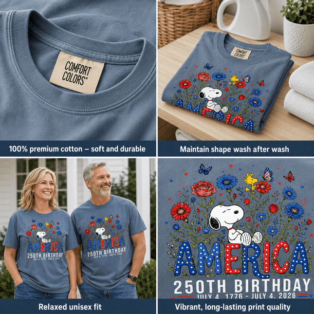 5_3e90d5fd-5688-44ff-90fc-a954278d73e6 - AuraNations - Comfort Colors America 250th Birthday Floral Garden Dog T-Shirt - Blue Jean / S - 250TH ANNIVERSARY, ALL, COMFORT COLORS, NO CUSTOM, PRODUCTS, SNPY, TSHIRT