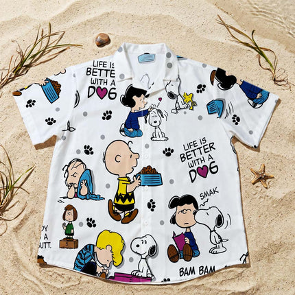 Dog Lover Friendship Paw Print Summer Hawaiian Shirt HW_SNPY37-SL02-DS04