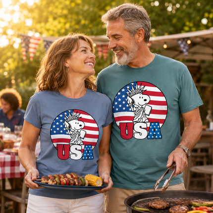 Comfort Colors USA Statue Of Liberty Patriotic Dog Circle T-Shirt