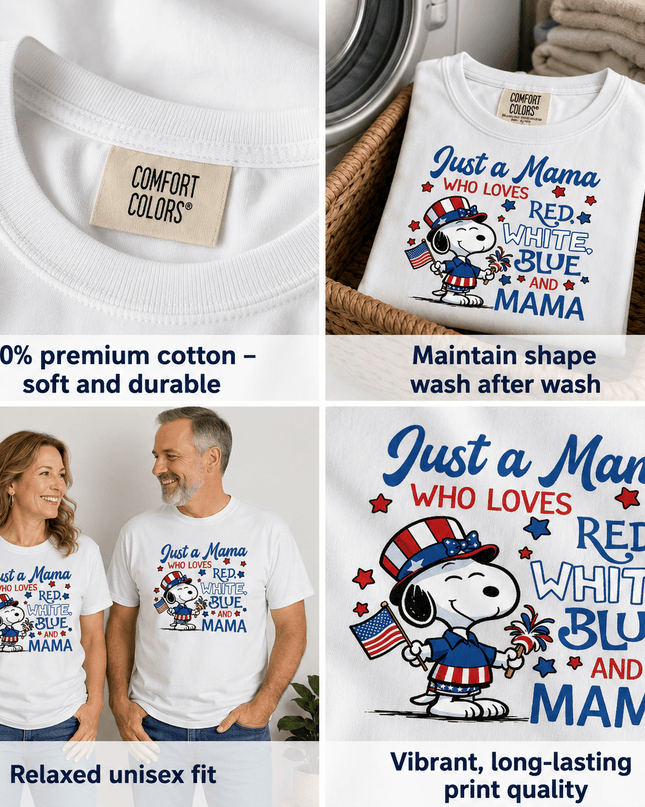 5_4efaf6ab-06ae-4d04-80b2-d529451193d5 - AuraNations - Comfort Colors 250th Anniversary USA Just A Mama T-Shirt - White / S - 250TH ANNIVERSARY, ALL, COMFORT COLORS, NO CUSTOM, PRODUCTS, SNPY, TSHIRT