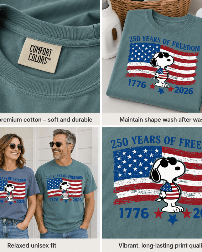 5_55a2e2b1-8c6b-4919-812a-acff4f094733 - AuraNations - Comfort Colors 250 Years Of Freedom Vintage Flag Cool Dog T-Shirt - Seafoam / S - 250TH ANNIVERSARY, ALL, COMFORT COLORS, NO CUSTOM, PRODUCTS, SNPY, TSHIRT