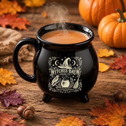 Witches Brew Cauldron Mug Vintage Halloween Witch Coffee Cup