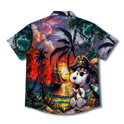 Pirate Treasure Tropical Beach Sunset Hawaiian Shirt