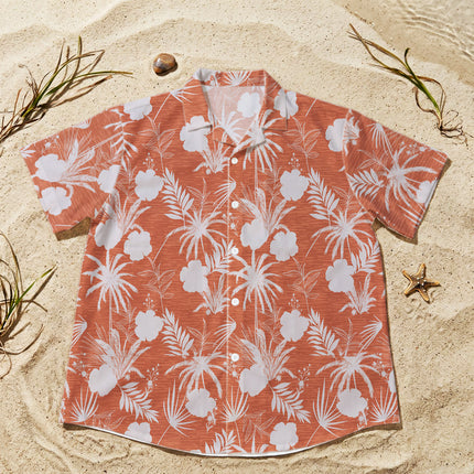 Beach Summer Coral Tropical Palm Floral Hawaiian Shirt
