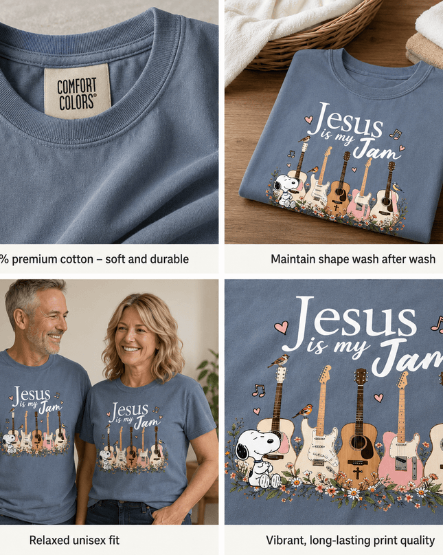 Comfort Colors Jesus Is My Jam Guitar Worship Music Christian T-Shirt