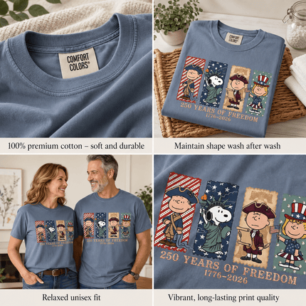 Comfort Colors 250 Years Of Freedom USA Historical Panel Squad T-Shirt