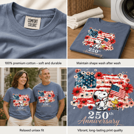 5_6a04a386-e66d-4169-a4a0-5a57e0265b20 - AuraNations - Comfort Colors 250th Anniversary USA Floral Waving Flag Dog T-Shirt - Blue Jean / S - 250TH ANNIVERSARY, ALL, COMFORT COLORS, NO CUSTOM, PRODUCTS, SNPY, TSHIRT