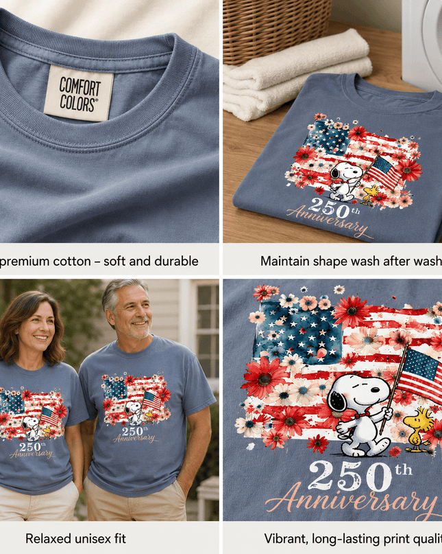 5_6a04a386-e66d-4169-a4a0-5a57e0265b20 - AuraNations - Comfort Colors 250th Anniversary USA Floral Waving Flag Dog T-Shirt - Blue Jean / S - 250TH ANNIVERSARY, ALL, COMFORT COLORS, NO CUSTOM, PRODUCTS, SNPY, TSHIRT