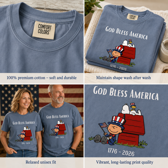 Comfort Colors God Bless America 1776 2026 T-Shirt